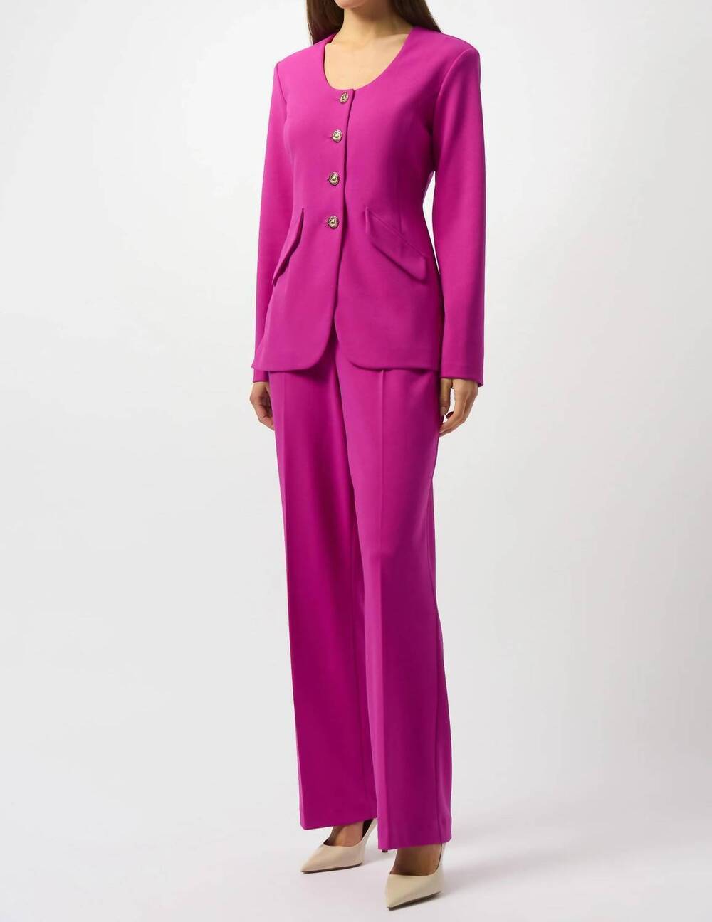 NEW JOSEPH RIBKOFF pleated pull on wide leg trouser pant in cosmos